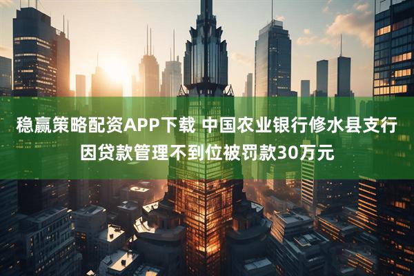 稳赢策略配资APP下载 中国农业银行修水县支行因贷款管理不到位被罚款30万元