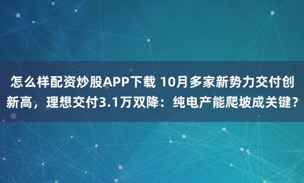 怎么样配资炒股APP下载 10月多家新势力交付创新高，理想交付3.1万双降：纯电产能爬坡成关键？