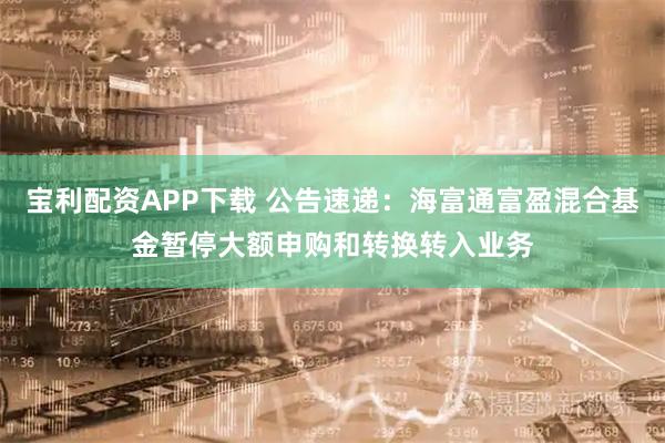宝利配资APP下载 公告速递：海富通富盈混合基金暂停大额申购和转换转入业务